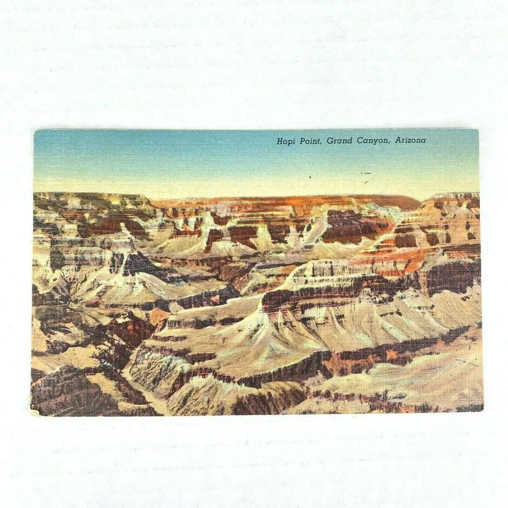 Vintage Hopi Point‎ Grand Canyon Arizona Panorama USA Curteich Linen Postcard
